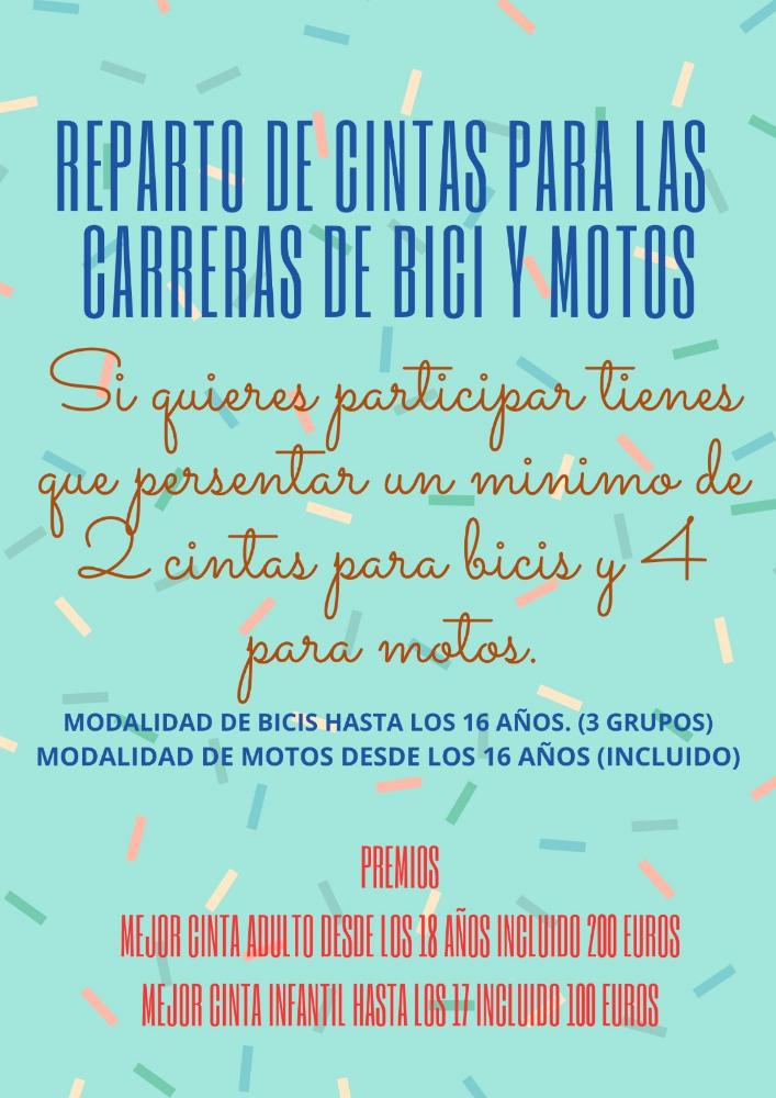 Imagen Reparto de cintas para las carreras de bici y motos fiestas de Agosto