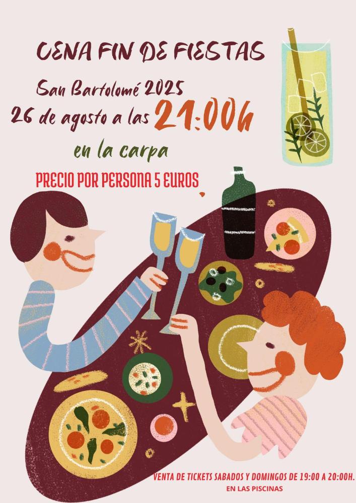 Imagen Cena fin de fiestas San Bartolomé 2025